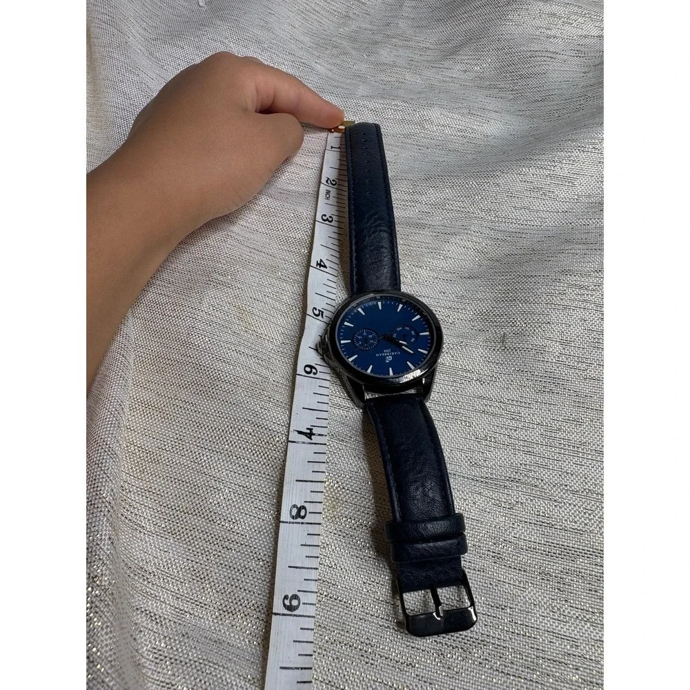 Men's Caribbean Joe Watch Men 43mm Gunmetal Blue Dial Black dial New Battery 9.5